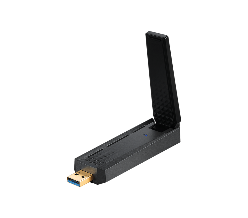 MSI AXE5400 WiFi 6Tri-Band USB Adapter - WLAN up to 5400 Mbps (6Ghz, 5GHz, 2.4GHz Wireless), USB 3.2 Gen 1 Type-A, MU-MIMO, Adjustable Antenna, Beamforming, WPA3 - Wired Bracket Included