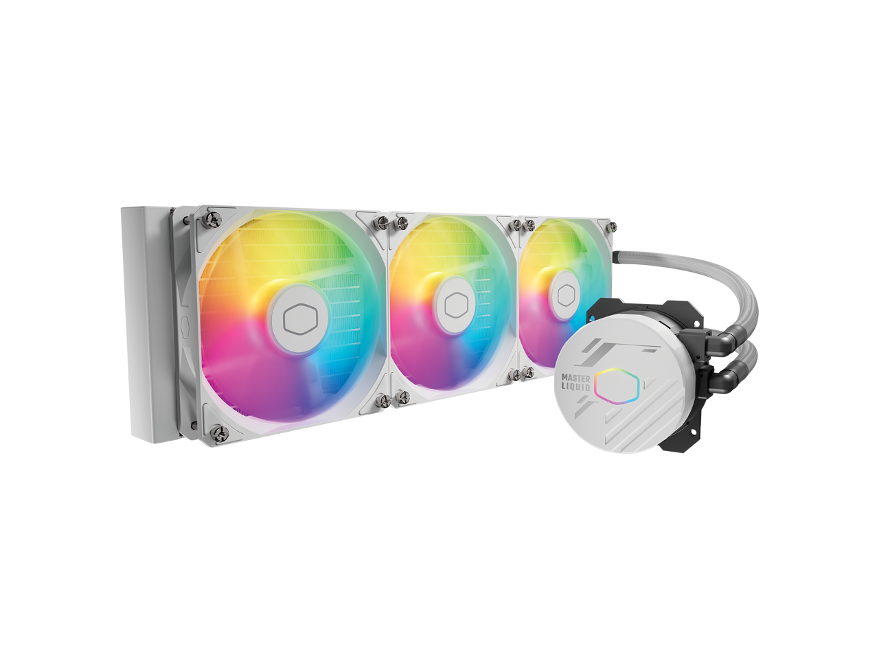 Cooler Master MasterLiquid 360L Core White 360mm Close-Loop AIO Liquid Cooler, ARGB Sync, Gen S Coldplate Pump, 120mm PWM, CryoFuze 14W/Mk, AMD Ryzen AM5/AM4, Intel LGA 1700/1200 (MLW-D36M-A18PZ-RW)