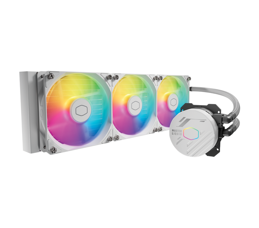 Cooler Master MasterLiquid 360L Core White 360mm Close-Loop AIO Liquid Cooler, ARGB Sync, Gen S Coldplate Pump, 120mm PWM, CryoFuze 14W/Mk, AMD Ryzen AM5/AM4, Intel LGA 1700/1200 (MLW-D36M-A18PZ-RW)