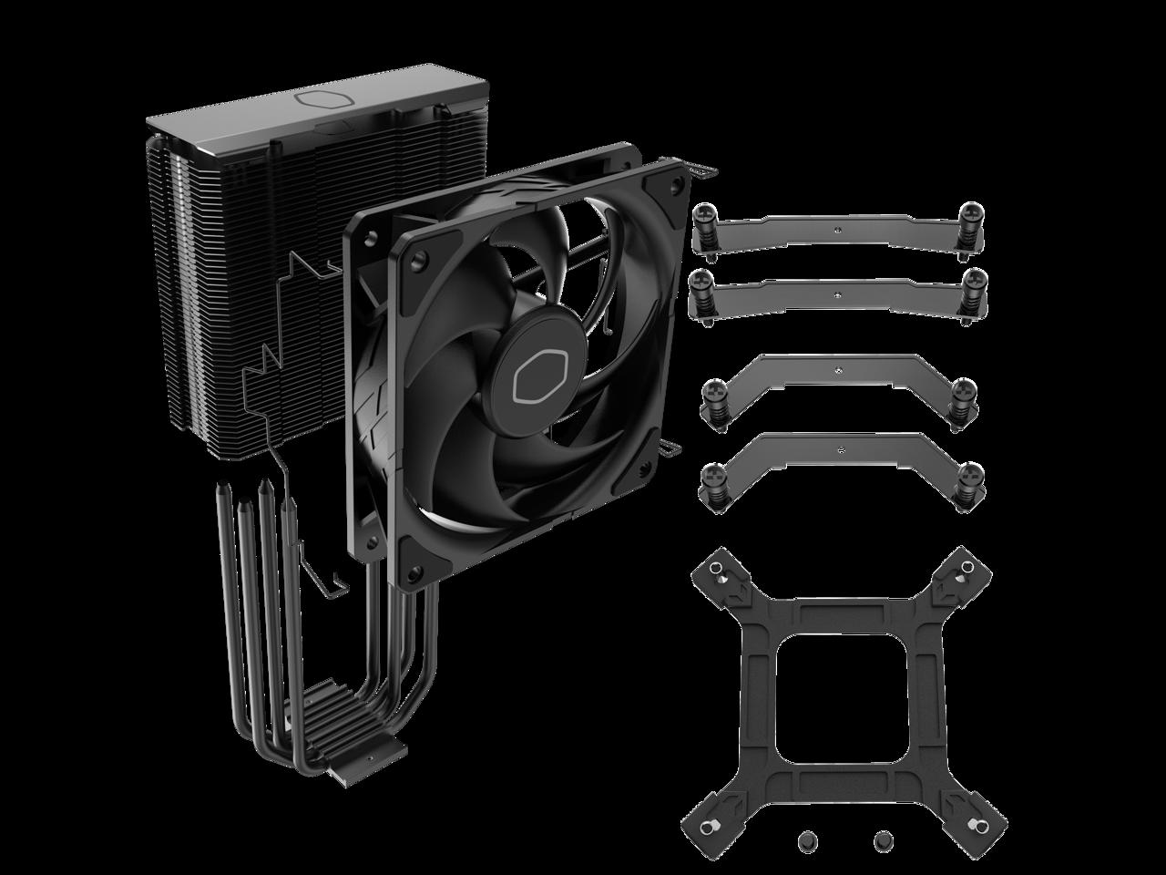 Cooler Master Hyper 212 Black CPU Air Cooler - 120mm High Performance PWM Fan, 4 Copper Heat Pipes, Aluminum Top Cover, Low Noise & Easy Installation, AMD AM5/AM4 & Intel LGA 1851/1700/1200, Black
