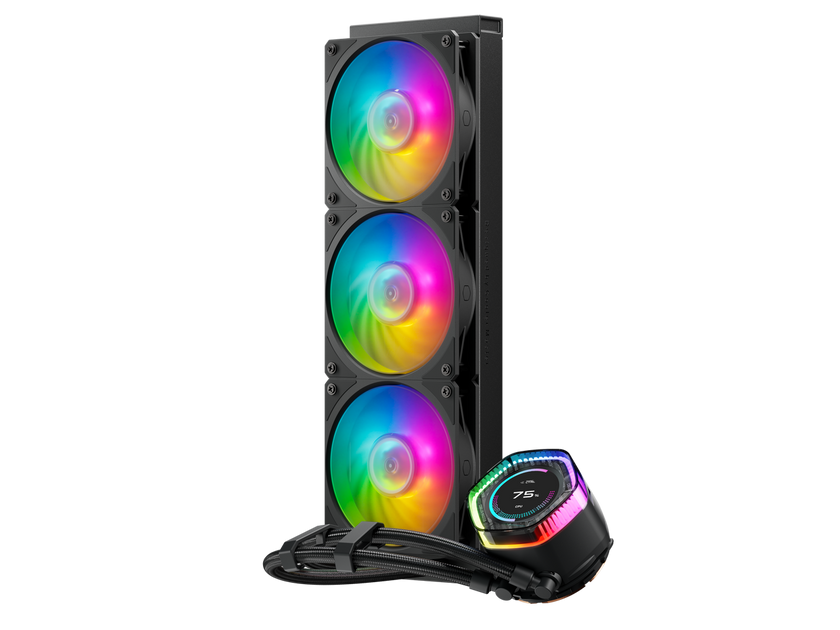 Cooler Master MasterLiquid 360 ION LCD Display Close-Loop AIO Liquid Cooler, 2.1-inch LCD Display, Gen X Dual Chamber Pump, Mobius 120P PWM Fans, ARGB Gen 2, 360mm, AMD Ryzen AM5/AM4, Intel LGA1700/1200