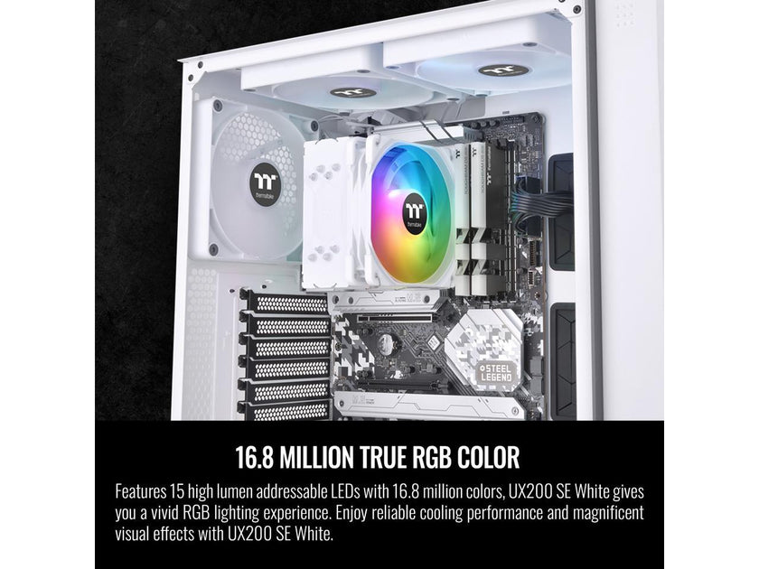 Thermaltake UX200 SE White 5V Motherboard ARGB Sync 16.8 Million Colors 15 Addressable LED Intel/AM5/AMD (LGA 1700) Universal Socket Hydraulic Bearing 170W CPU Cooler CL-P116-AL12SW-A