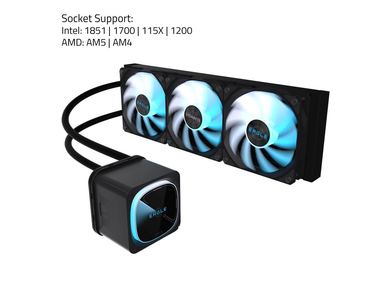 GIGABYTE EAGLE 360 - AIO Liquid CPU Cooler - 360mm Radiator, 3x 120mm High-Volume PWM Fans, Compatible with Intel LGA 1851/1700/115X/1200, AMD AM5/AM4 - Black (GP-GIGABYTE EAGLE 360)