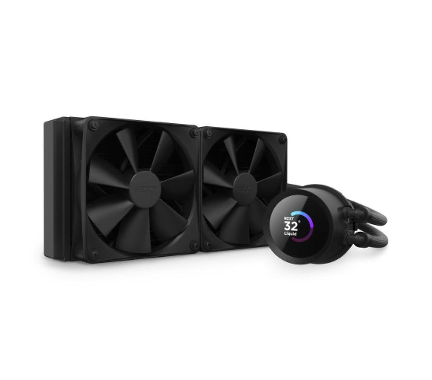 NZXT Kraken 240mm - RL-KN240-B1 – AIO CPU Liquid Cooler - LCD Display - 2 x F120P Static Pressure Fan Radiator Fans LGA 1700 / AM5 Compatible