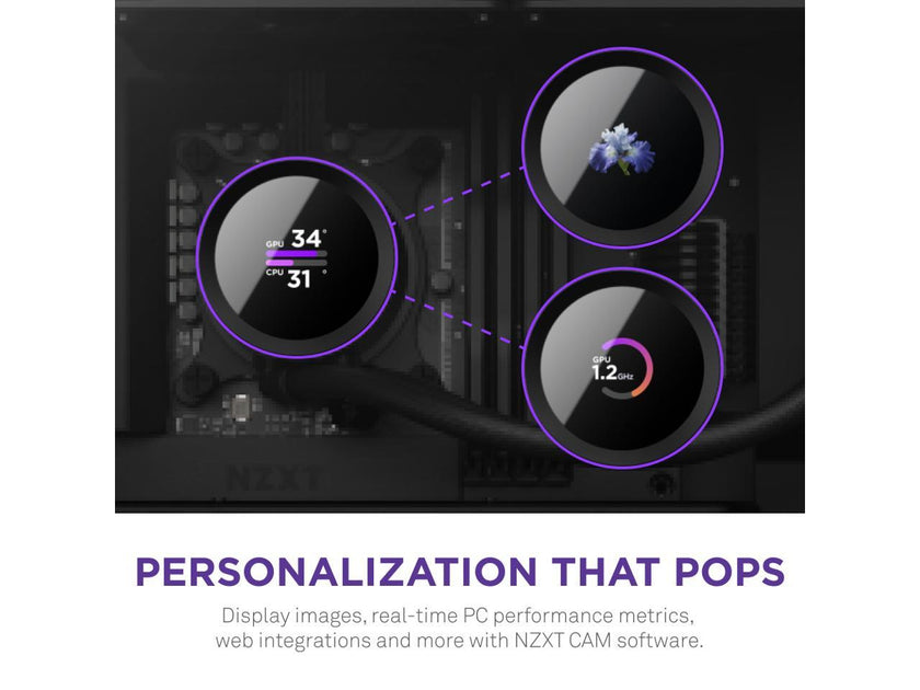 NZXT Kraken 360mm - RL-KN360-B1 – AIO CPU Liquid Cooler - LCD Display - 3 x F120P Static Pressure Fan Radiator Fans LGA 1700 / AM5 Compatible