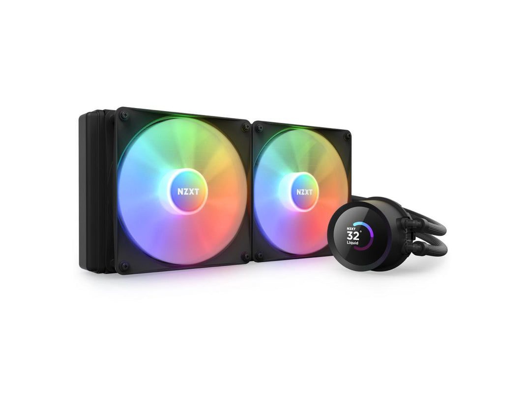 NZXT Kraken RGB 280mm - RL-KR280-B1 - AIO RGB CPU Liquid Cooler - LCD Display - 2 x F140RGB Core Fans Radiator Fans Black LGA 1700 / AM5 Compatible