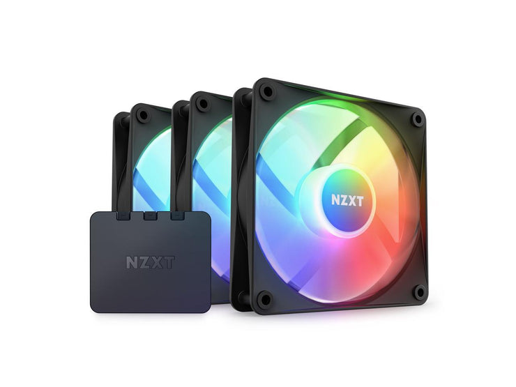 NZXT F120 RGB Core Fan - RF-C12TF-B1 - 120mm Hub-Mounted RGB Fan - Sublime RGB Lighting - PWM Control - Triple, 120mm Case Fan - Black