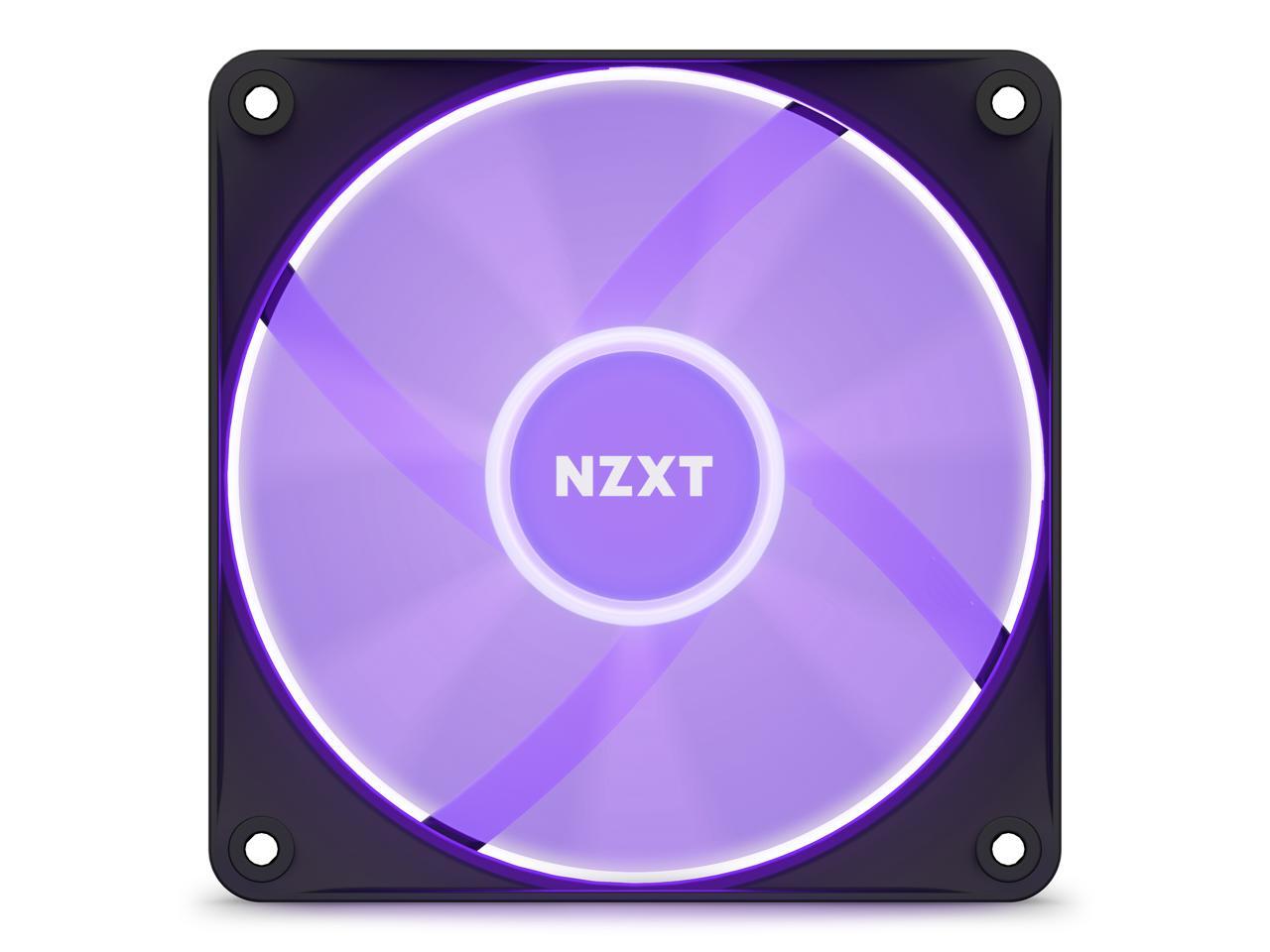 NZXT F120 RGB Core Fan - RF-C12TF-B1 - 120mm Hub-Mounted RGB Fan - Sublime RGB Lighting - PWM Control - Triple, 120mm Case Fan - Black