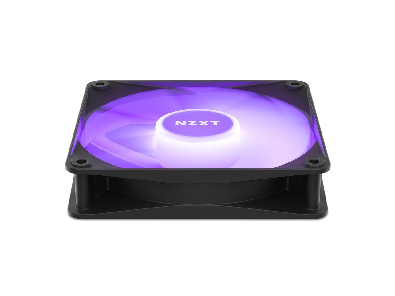 NZXT F120 RGB Core Fan - RF-C12TF-B1 - 120mm Hub-Mounted RGB Fan - Sublime RGB Lighting - PWM Control - Triple, 120mm Case Fan - Black