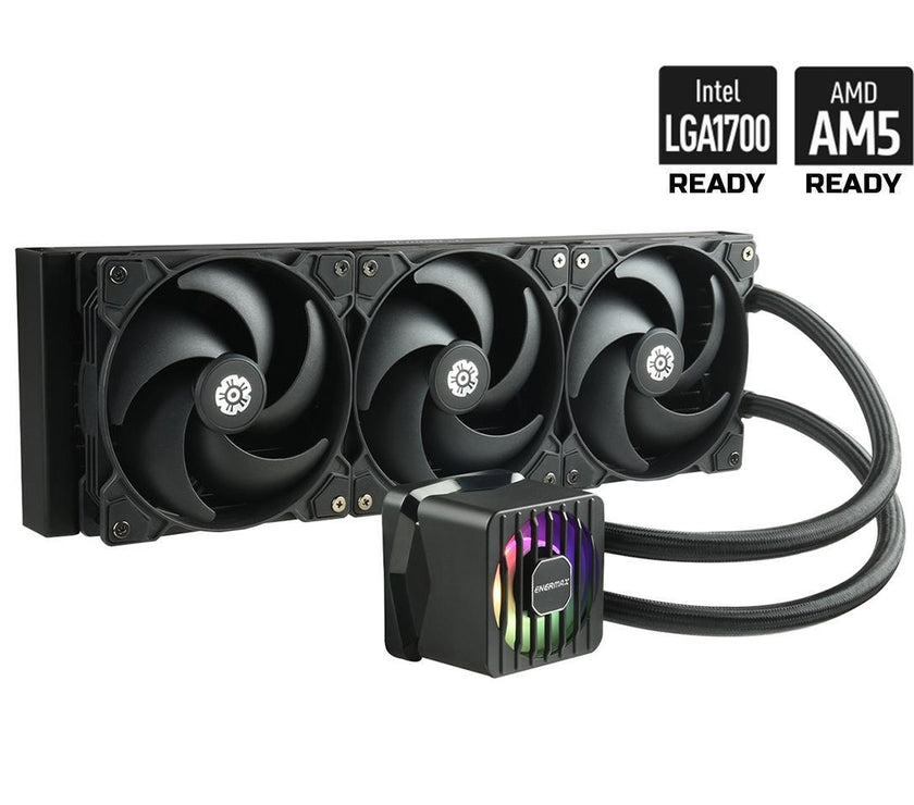 ENERMAX LIQMAXFLO SR 360 ARGB AIO CPU Liquid Cooler - 60mm VRM Fan up to 3000 RPM, PWM-Controlled Pump, 360mm Radiator, Triple Pressure-Optimized Silent Flow 120mm FDB Fans up to 1800 RPM, 370W TDP - AMD AM5 & Intel LGA1700 Ready