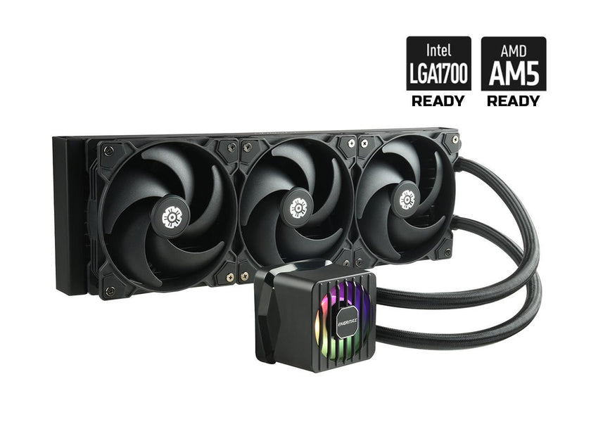 ENERMAX LIQMAXFLO SR 360 ARGB AIO CPU Liquid Cooler - 60mm VRM Fan up to 3000 RPM, PWM-Controlled Pump, 360mm Radiator, Triple Pressure-Optimized Silent Flow 120mm FDB Fans up to 1800 RPM, 370W TDP - AMD AM5 & Intel LGA1700 Ready