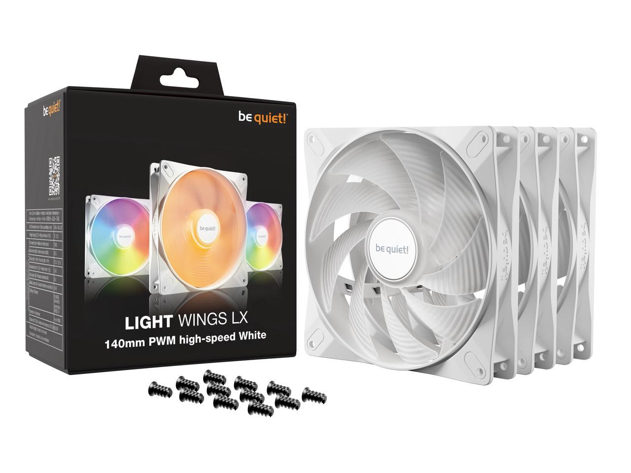 be quiet! Light Wings LX 140mm PWM high-speed White BL131 140mm ARGB LED Case Fan - Triple Pack
