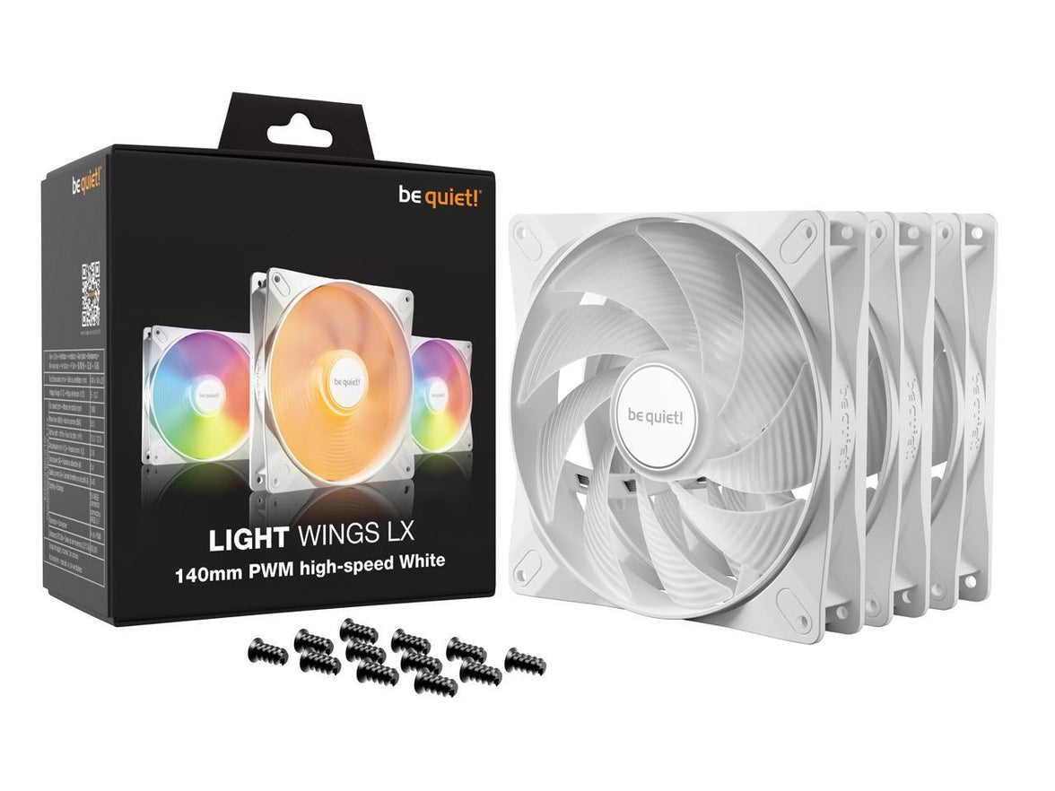 be quiet! Light Wings LX 140mm PWM high-speed White BL131 140mm ARGB LED Case Fan - Triple Pack