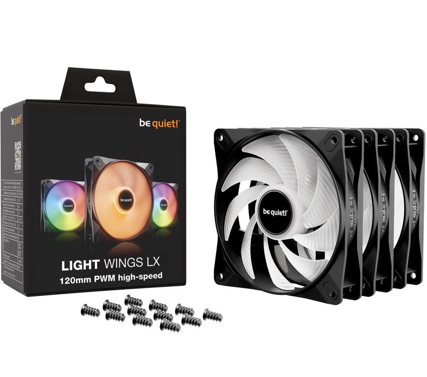 be quiet! LIGHT WINGS LX 120mm PWM high-speed BL124 120 mm ARGB LED Case Fan - Triple Pack