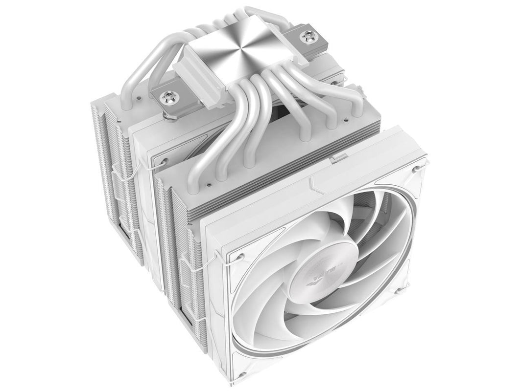 SAMA A60W Dual-Tower CPU Air Cooler Aluminum Top Cover 6 Copper Heat Pipes, Dual 120mm PWM Fans, for AMD AM4/AM5, Intel LGA 1700/1150/1151/1200/1851 Thermal Grease/White