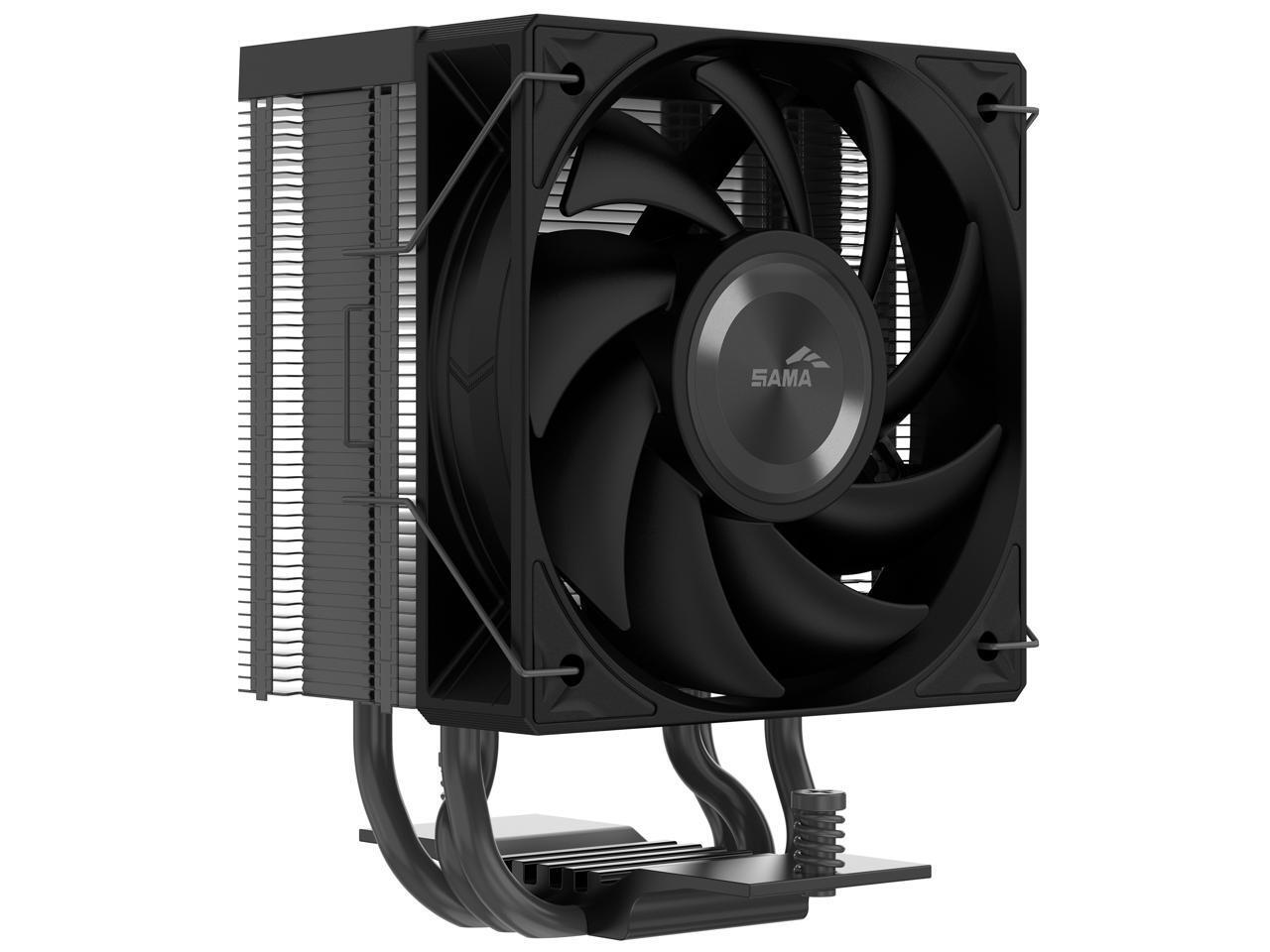 SAMA X30 Single-Tower CPU Air Cooler, 3 Copper Heat Pipes, 100mm PWM Fans, for AMD AM4/AM5, Intel LGA 1700/1150/1151/1200/1851 Thermal Grease/Black