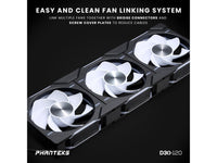 Phanteks D30-120 DRGB PWM Fan, Reverse Airflow Model, Premium D-RGB Performance Fan, ARGB/DRGB lighting, Daisy-chain Fan Linking system, Black