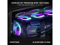 Phanteks Glacier One 360D30 Premium D-RGB AIO Liquid CPU Cooler, DRGB Pump Cap Design, 3x D30 120mm PWM D-RGB Fans, Black