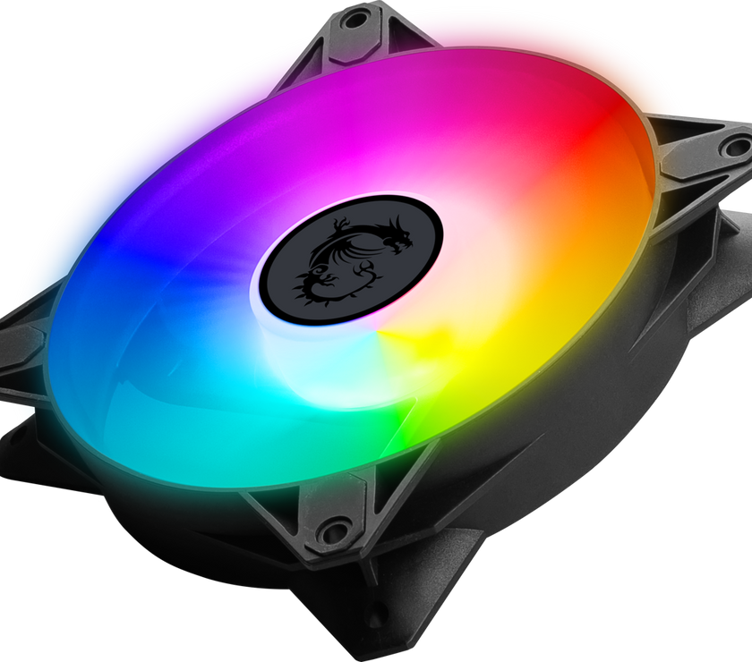 MSI MPG F120 ARGB-3B 120mm PWM Addressable RGB LED Case Fan Black - Anti-Vibration Fan Gasket - Hydraulic Bearing  - 600 ~ 1200 RPM - 3 Packs