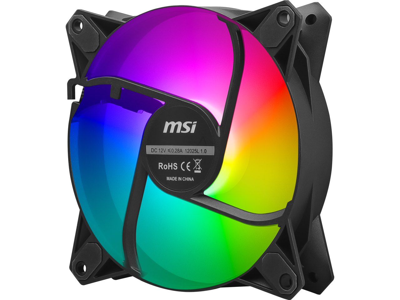 MSI MPG F120 ARGB-3B 120mm PWM Addressable RGB LED Case Fan Black - Anti-Vibration Fan Gasket - Hydraulic Bearing  - 600 ~ 1200 RPM - 3 Packs