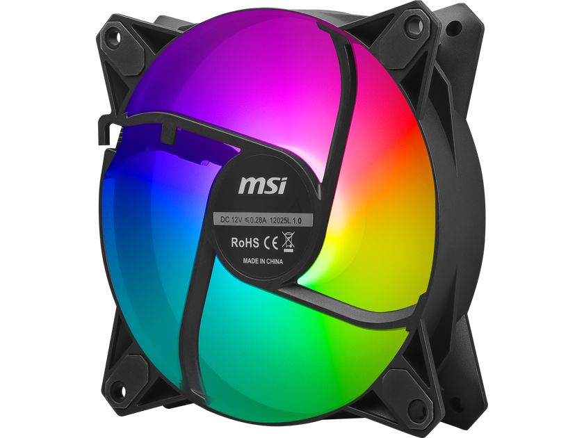 MSI MPG F120 ARGB-3B 120mm PWM Addressable RGB LED Case Fan Black - Anti-Vibration Fan Gasket - Hydraulic Bearing  - 600 ~ 1200 RPM - 3 Packs