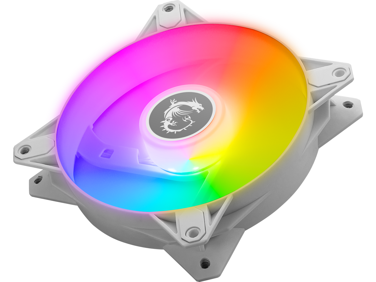 MSI MPG F120 ARGB-3W 120mm PWM Addressable RGB LED Case Fan White - Anti-Vibration Fan Gasket - Hydraulic Bearing -  600 ~ 1200 RPM - 3 Packs