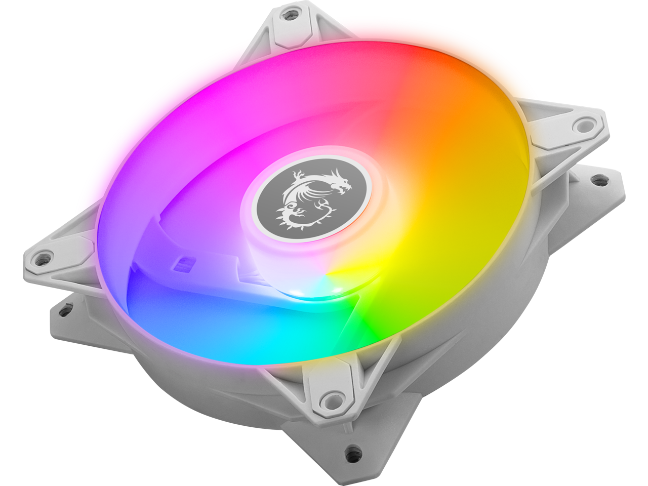 MSI MPG F120 ARGB-3W 120mm PWM Addressable RGB LED Case Fan White - Anti-Vibration Fan Gasket - Hydraulic Bearing -  600 ~ 1200 RPM - 3 Packs