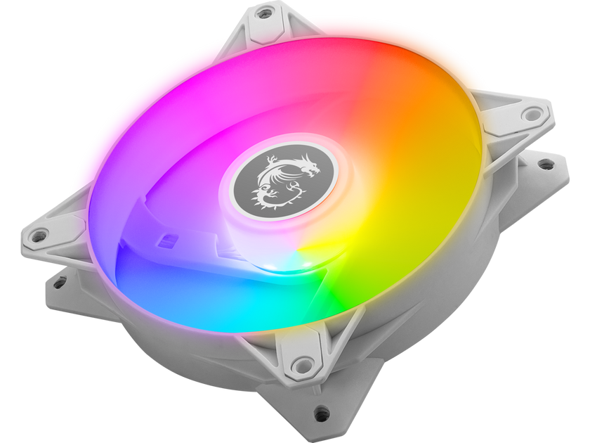 MSI MPG F120 ARGB-3W 120mm PWM Addressable RGB LED Case Fan White - Anti-Vibration Fan Gasket - Hydraulic Bearing -  600 ~ 1200 RPM - 3 Packs