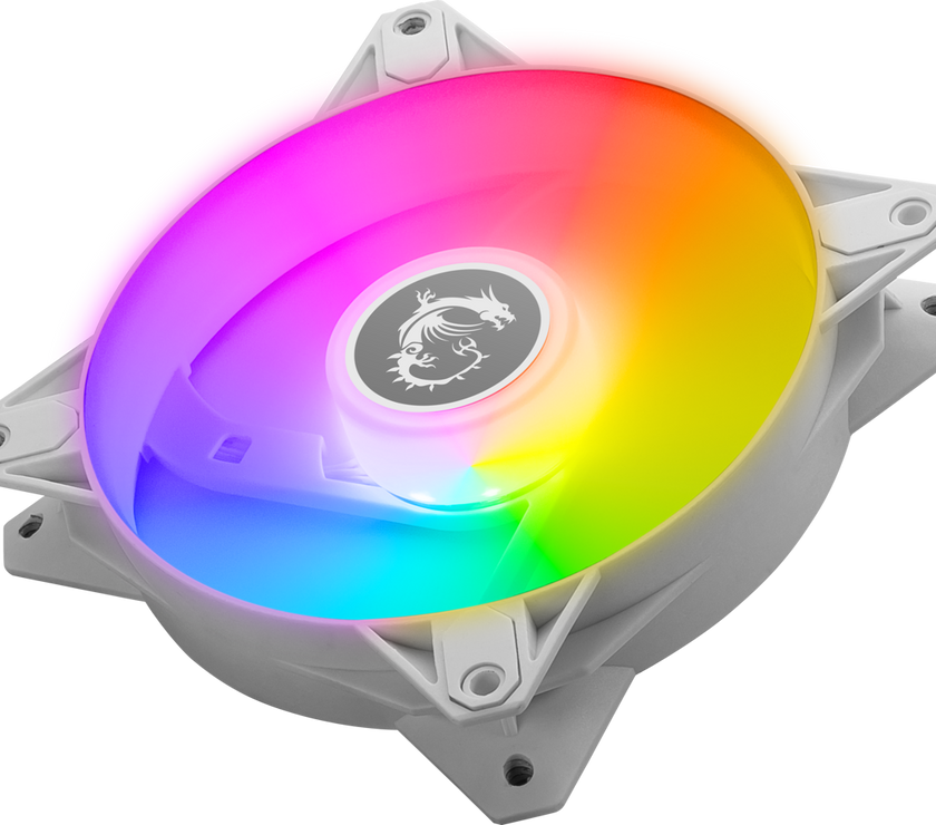 MSI MPG F120 ARGB-3W 120mm PWM Addressable RGB LED Case Fan White - Anti-Vibration Fan Gasket - Hydraulic Bearing -  600 ~ 1200 RPM - 3 Packs