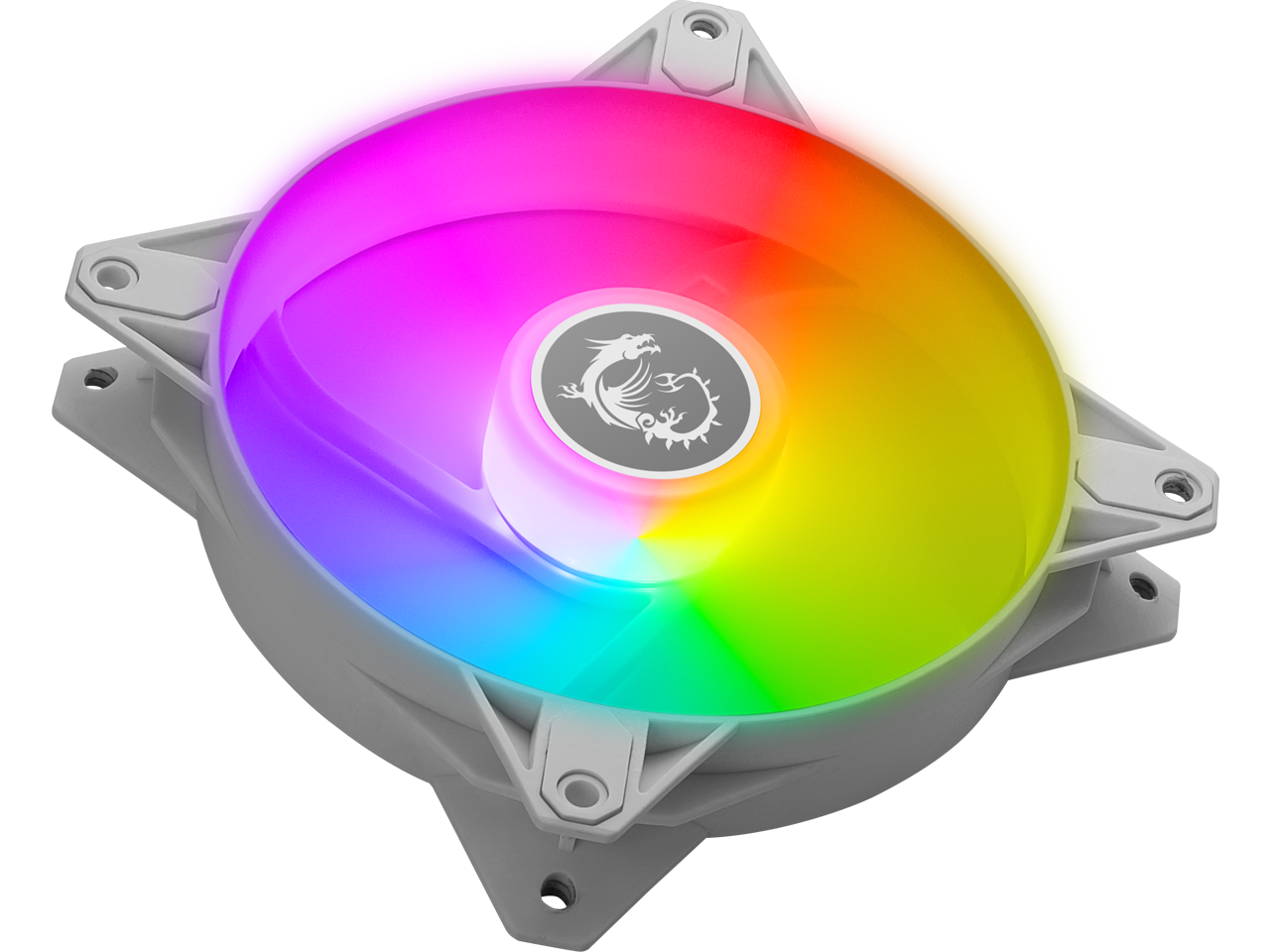 MSI MPG F120 ARGB-3W 120mm PWM Addressable RGB LED Case Fan White - Anti-Vibration Fan Gasket - Hydraulic Bearing -  600 ~ 1200 RPM - 3 Packs