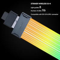 Lian Li Strimer Wireless 16-Pin GPU RGB Power Extension Cable, 2.4GHz Wireless Lighting Control, 370mm (14.56 in) 8 Light Guides, Controller Required (Not Included) (PW16-81W)