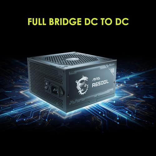 MSI MAG A650GL, Fully Modular Compact Gaming 650W Power Supply, 80+ Gold, ATX PSU, 10 Year Warranty