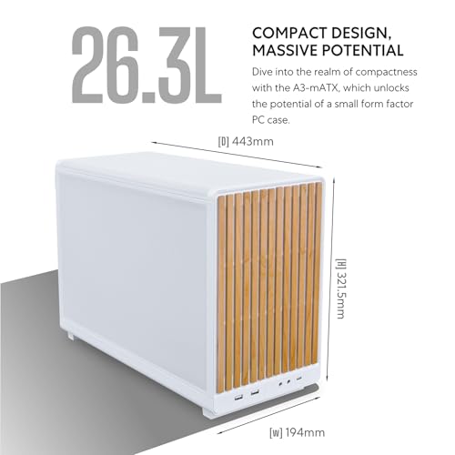 Lian Li A3-mATX PC Case - Wood Edition - Micro ATX Case - Supports 360mm AIO Cooler & 415mm GPU - Wood Front Panel - No Fans Included - White (A3W-WD)