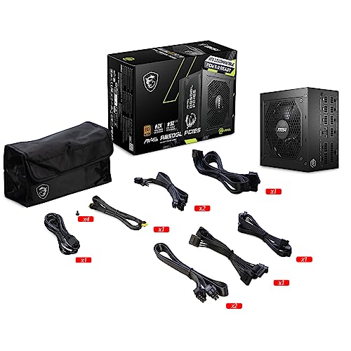 MSI MAG A850GL PCIE5, Fully Modular Compact Gaming 850W Power Supply, 80+ Gold, ATX 3.1 & PCIe 5.1 Ready, Native Dual-Color 12V-2x6 Cable, 10 Year Warranty