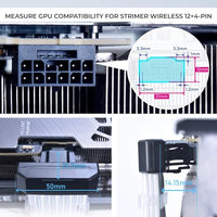 Lian Li Strimer Wireless 16-Pin GPU RGB Power Extension Cable, 2.4GHz Wireless Lighting Control, 370mm (14.56 in) 8 Light Guides, Controller Required (Not Included) (PW16-81W)