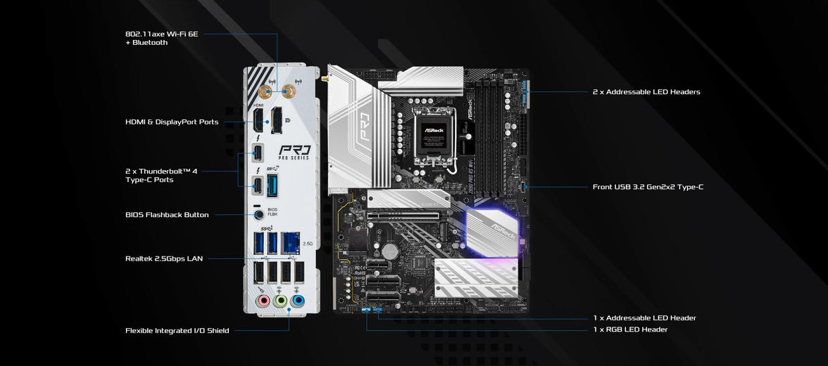 ASRock Z890 Pro RS WiFi 6E Intel Core Ultra LGA1851 RL-ILM ATX Motherboard DDR5 8666 MHz 256 GB Thunderbolt M.2