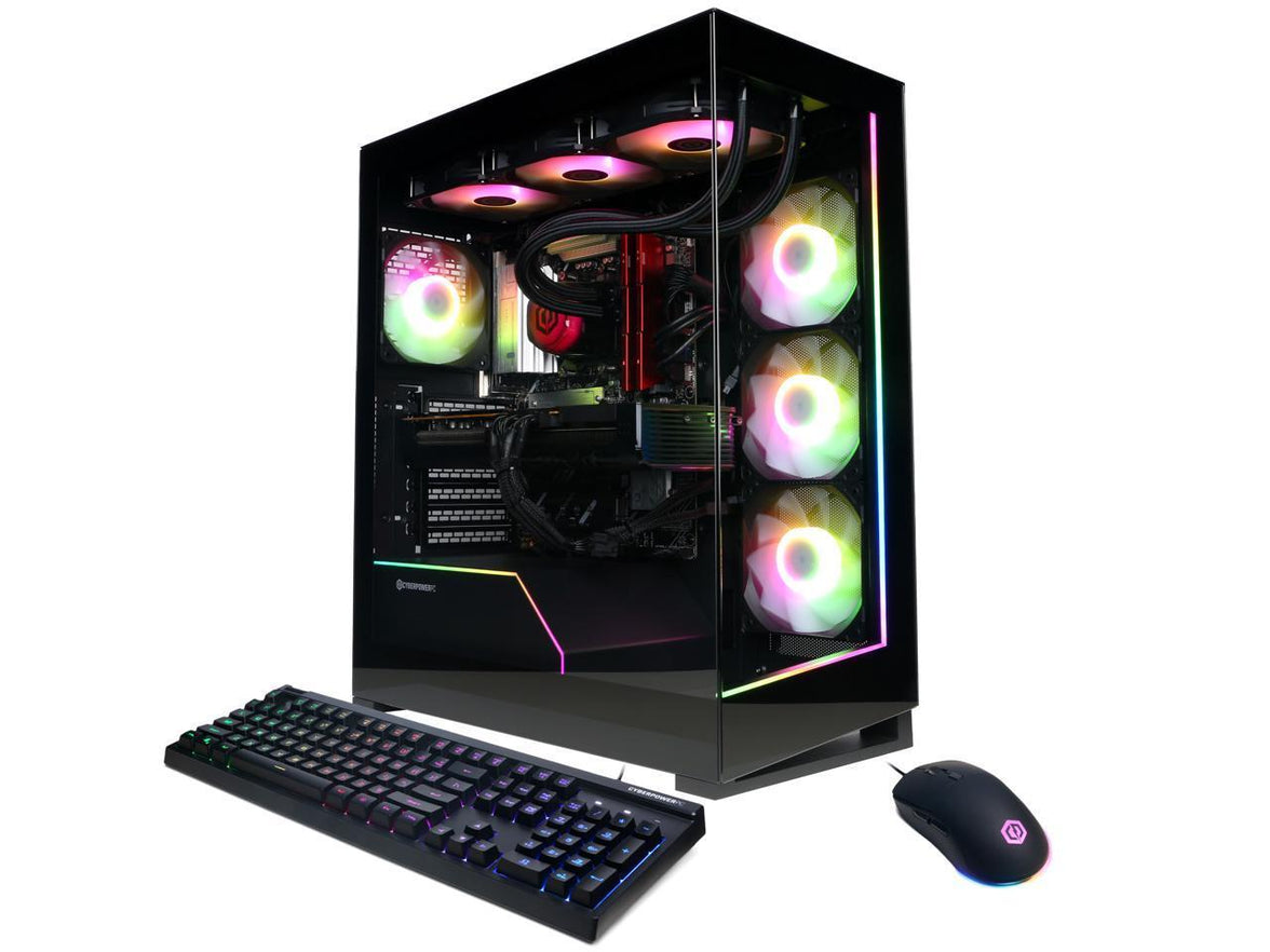 CyberpowerPC Gaming Desktop PC GM70929 AMD Ryzen 7 9800X3D 32GB DDR5 2TB NVMe SSD AMD Radeon RX 9070 XT Windows 11 Home 64-bit