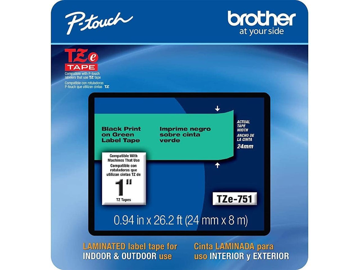 24MM BLACK TEXT ON GREEN LABEL TAPE