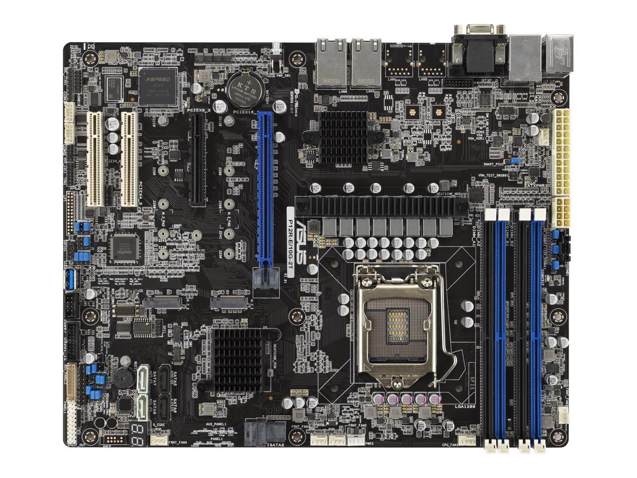 Intel® Xeon® E-2300 LGA 1200 ATX server motherboard with four DIMM and dual M.2 slots, plus dual 10G LAN, eight SATA, one HDMI, two PCIe 4.0 slots, two USB 3.2 Gen 2.
