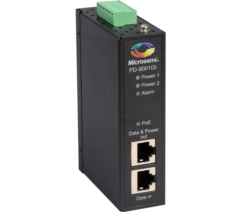 Microchip PD-9001GI/DC - PoE injector (DIN rail mountable) - DC 20 - 60 V - 30 Watt - output connectors: 1