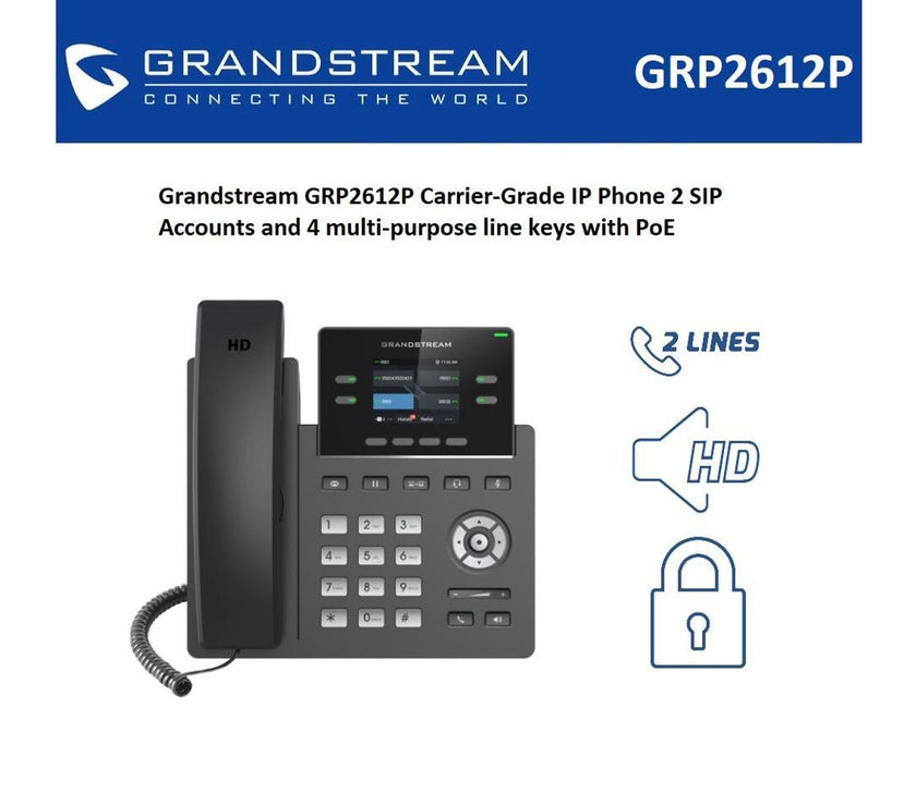 Grandstream Grp2612 Ip Phone - Corded - Corded - Wall Mountable