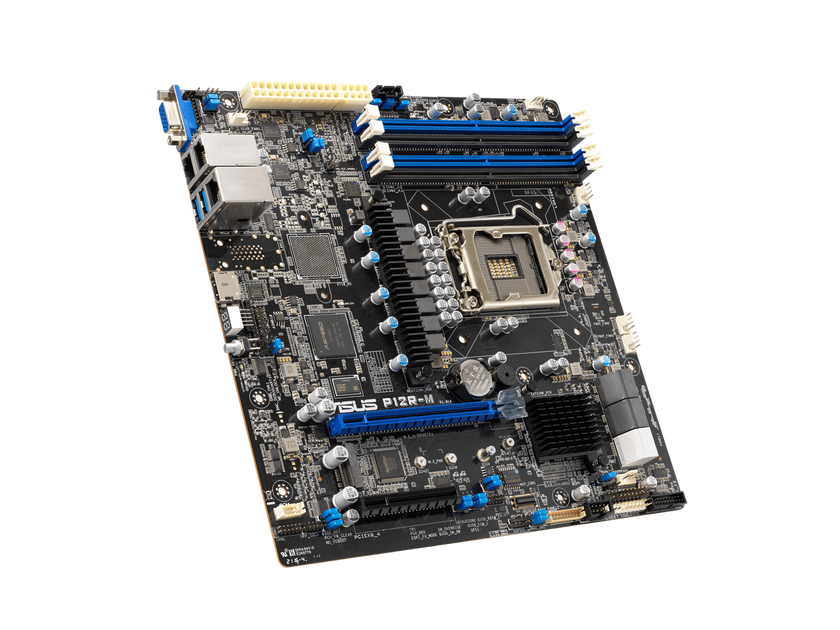 Intel® Xeon® E-2300 LGA 1200 Micro-ATX server motherboard with four DIMM and one M.2 slot, plus dual LAN, six SATA, one HDMI, two PCIe 4.0 slots, two USB 3.2 Gen 2, Platform Firmware Resilience (PFR) and ASUS ASMB10-iKVM