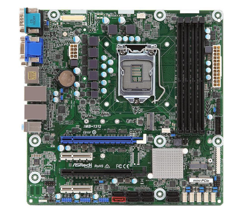 ASRock Motherboard IMB-1312 Core i7/i5/i3/Celeron S1151 64GB DDR4 PCIe Micro ATX Retail