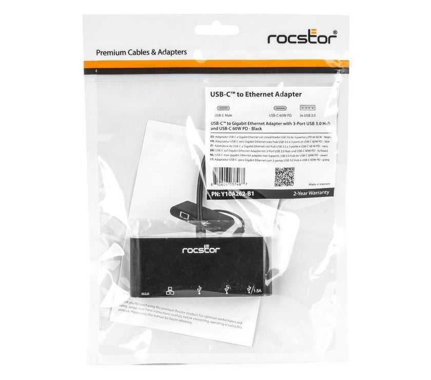 Rocstor USB-C to 3-Port Multiport Adapter USB 3.0 Hub Y10A262B1