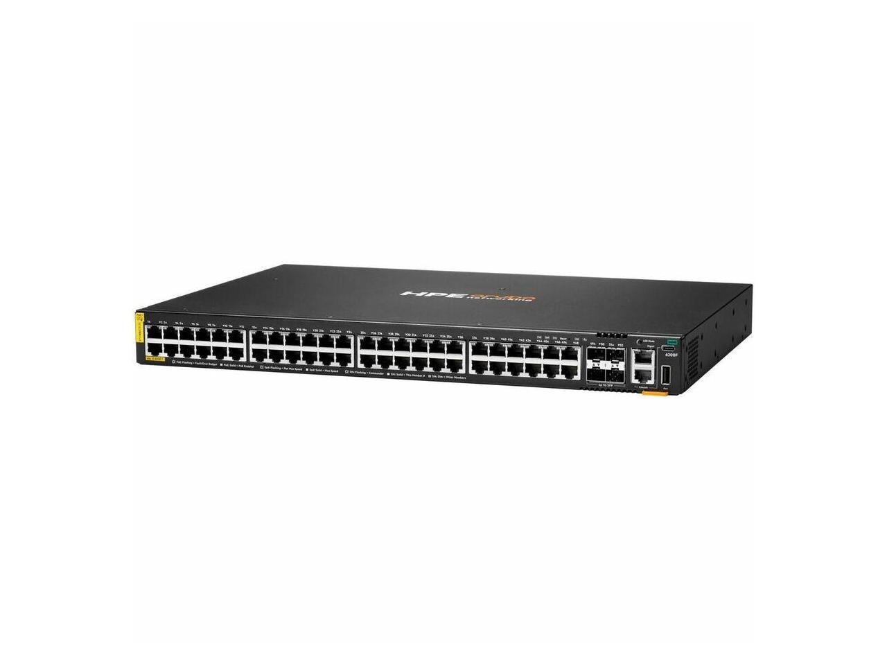 Aruba CX 6200F 48G Class 4 PoE 4SFP 370W Switch - 48 Ports - Manageable - Gigabit Ethernet - 10/100/1000Base-T, 1000Base-X - 3 Layer Supported - Modular - 4 SFP Slots - 60 W Power Consumption - 370 W