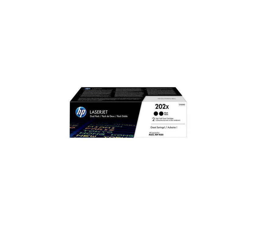 HP 202X CF500XD 2 High Yield Black Toner Cartridges