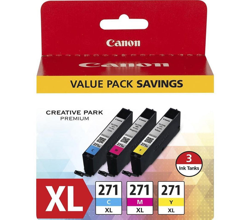 Canon CLI-271 XL CMY 3-pack Cyan/Magenta/Yellow High Yield ink tank (0337C005AA) for MG7720, MG6820, MG6821,MG6822, MG5720,MG5722,MG5721