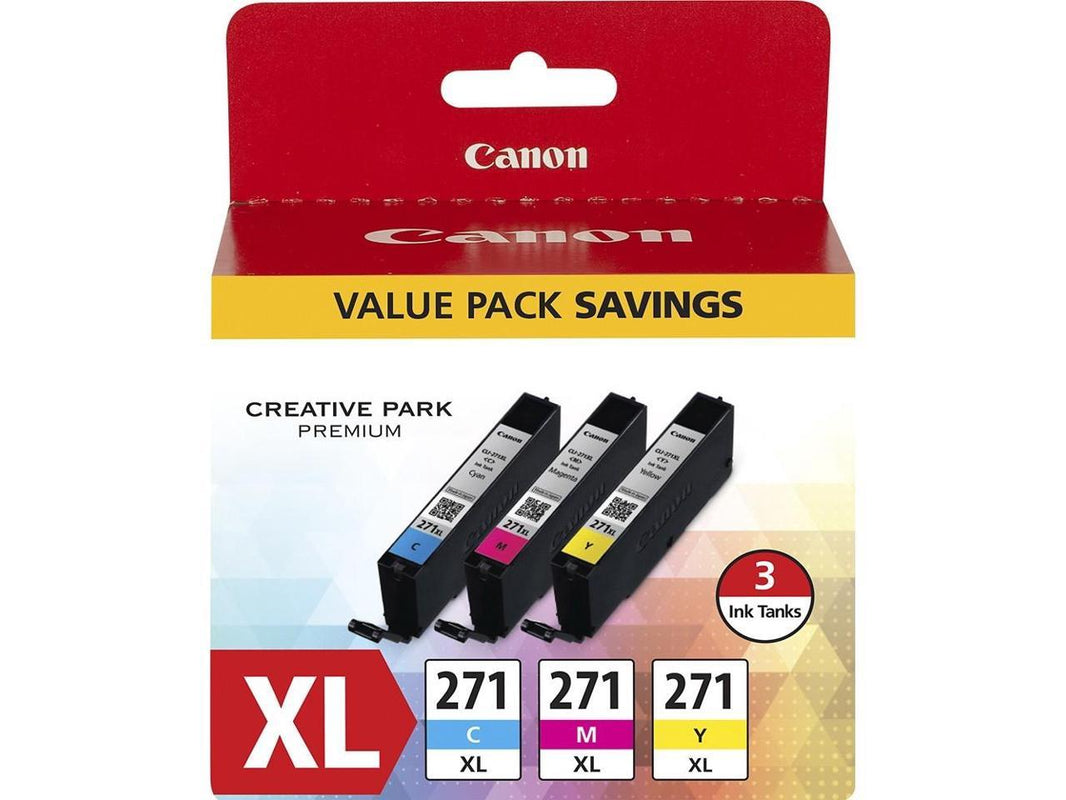 Canon CLI-271 XL CMY 3-pack Cyan/Magenta/Yellow High Yield ink tank (0337C005AA) for MG7720, MG6820, MG6821,MG6822, MG5720,MG5722,MG5721