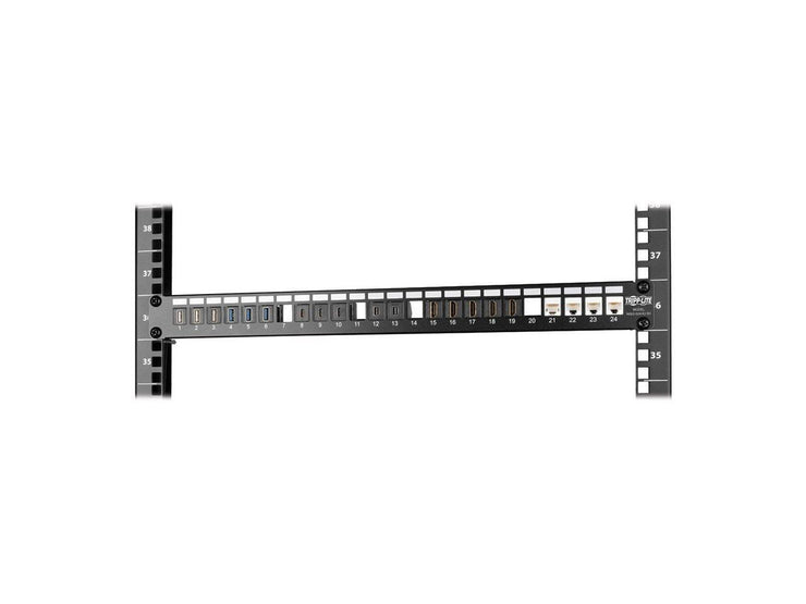 TRIPP LITE N062-024-KJ-SH 1U Rack-Mount Shielded Blank Keystone/Multimedia Patch Panel, RJ45 Ethernet, USB, HDMI, Cat5e/6