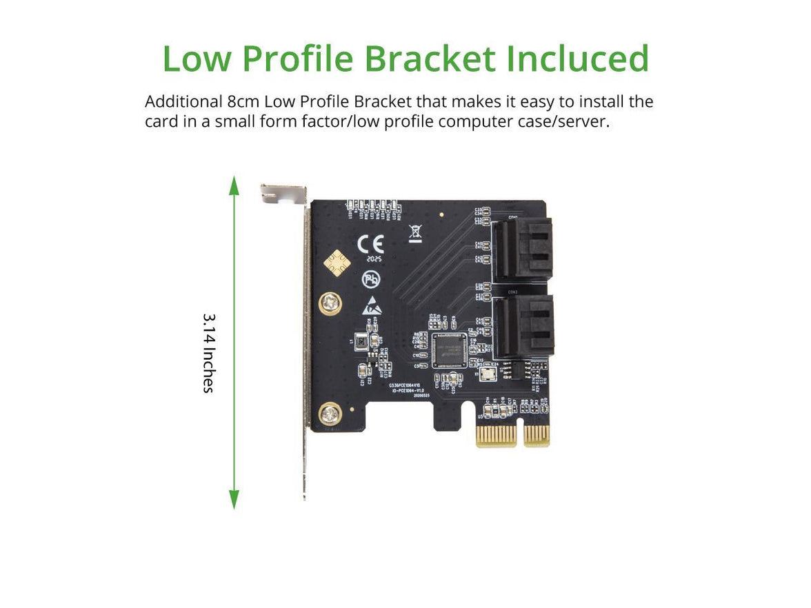 4 Port SATA III PCI-e 3.0 x1 Card Non-Raid with Low Profile Bracket